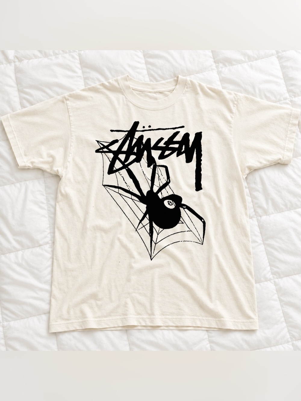 Men’s Cream Graphic Spider T-Shirt For Unisex